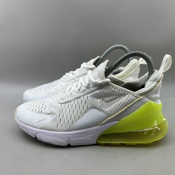 Nike Air Max 270 Running Shoes Women Size 7 White Volt Green Comfort Sneakers - Picture 3 of 9